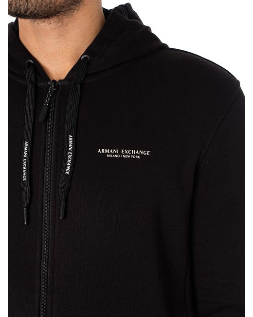 Armani Exchange Black Chest Logo Zip Hoodie for men
