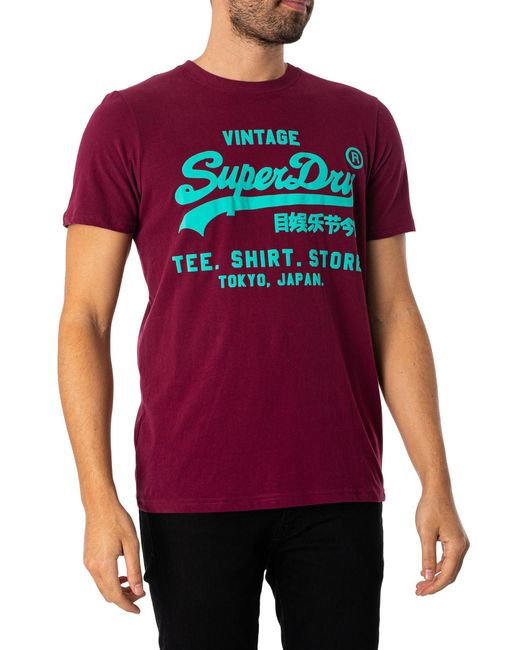 Superdry Red Neon Vintage Logo T-shirt for men