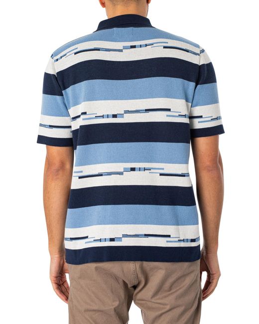Far Afield Blue Kier Pixel Stripe Polo Shirt for men