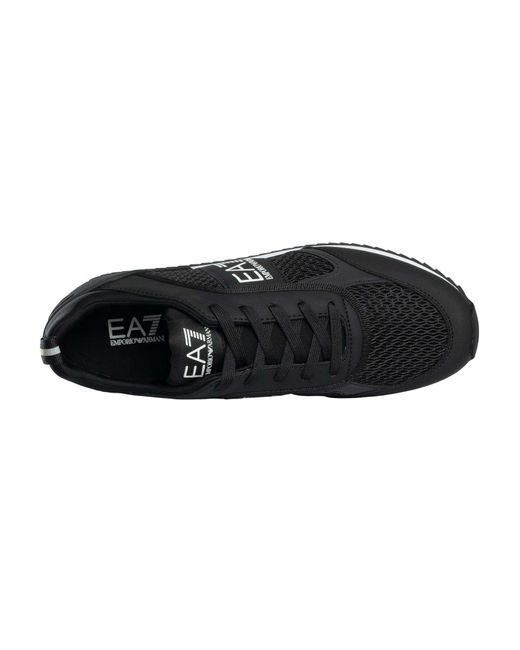 EA7 Black Athletic Logo Mesh Trainers for men