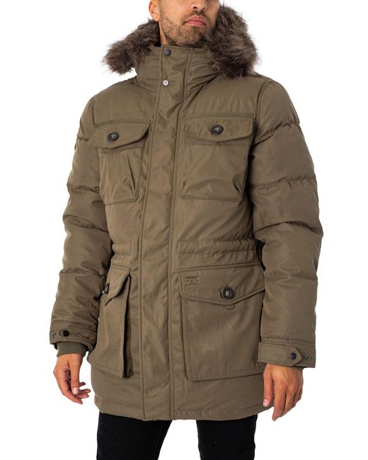 Superdry Brown Chinook Faux Fur Parka Jacket for men