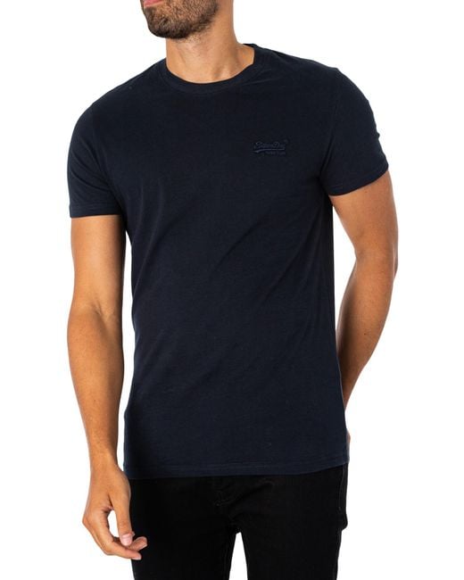 Superdry Black Vintage Logo Embroidered T-shirt for men