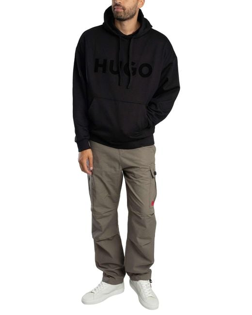 HUGO Black Ditchie Big Logo Pullover Hoodie for men