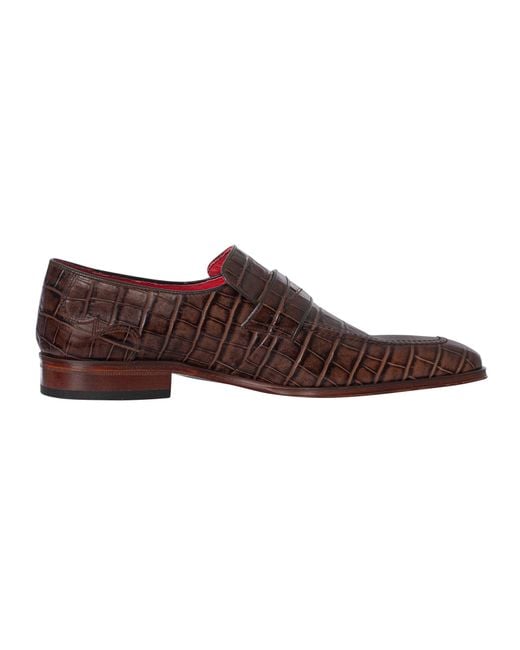Jeffery West Brown Coco Roma Leather Loafers for men