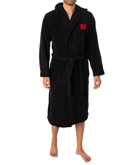 HUGO Black Terry Hooded Dressing Gown for men