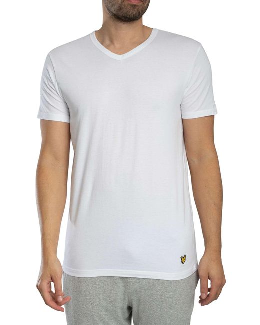 Lyle & Scott White 3 Pack Basic Lounge V Neck T-shirt for men