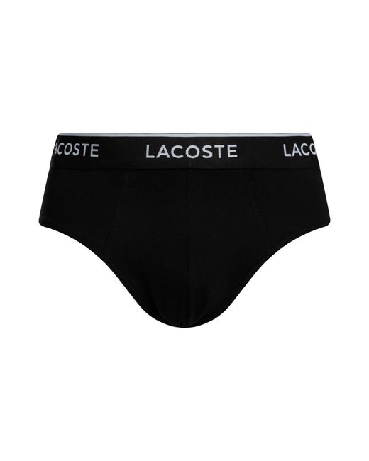 Lacoste Black 3 Pack Cotton Stretch Briefs for men