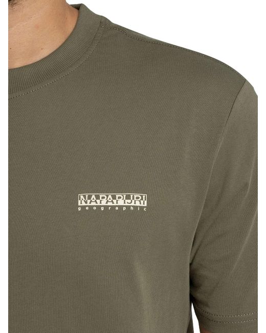 Napapijri Green Relaxed Small Box Logo T-shirt for men