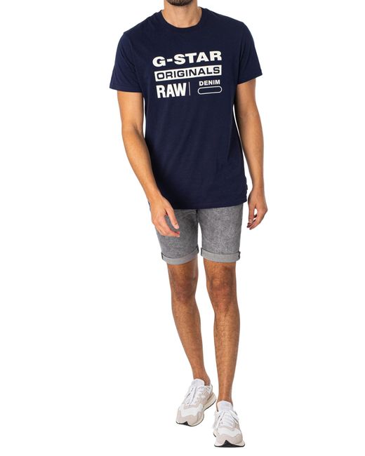 G-Star RAW Blue Dahlia Denim Slim Shorts for men
