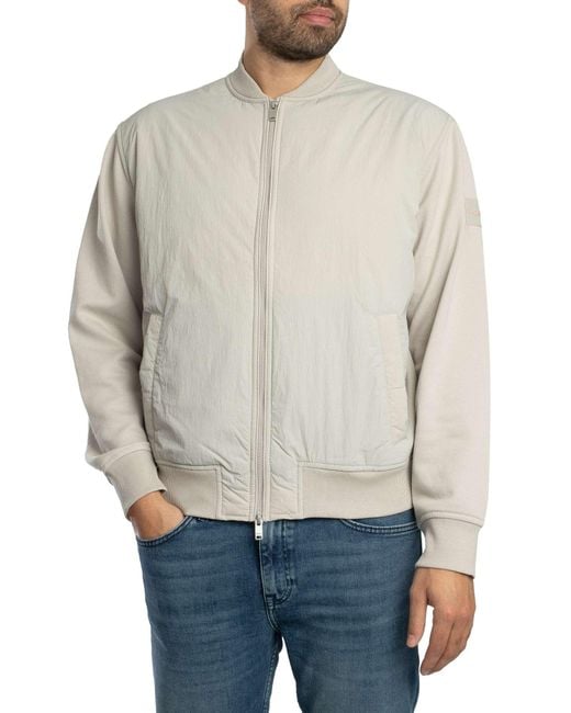 Boss White Ze Smartcore Bomber Jacket for men