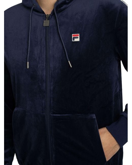 Fila Blue Italo Velour Zip Hoodie for men