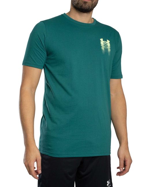 Under Armour Green Blur Logo Back Graphic Loose T-shirt for men