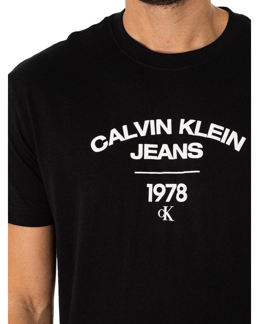 Calvin Klein Black Varsity Curve Logo T-shirt for men
