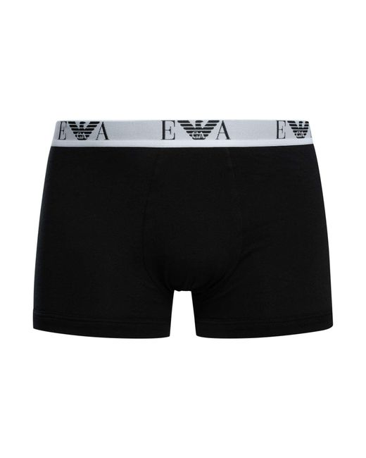Emporio Armani Black 3 Pack Stretch Cotton Trunks for men