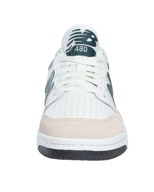 New Balance White 480 Leather Trainers for men