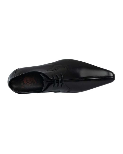 Jeffery West Black Derby Polished Leather Shoes for men
