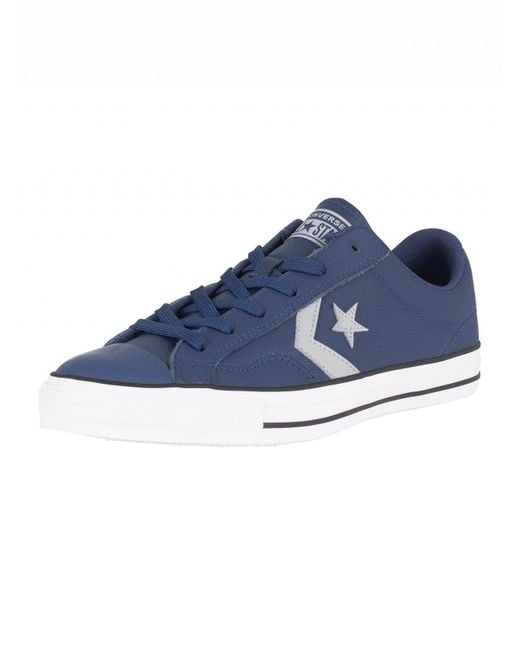 Converse Navy /wolf Grey Star Player Ox Leather Trainers in Blue for Men |  Lyst UK