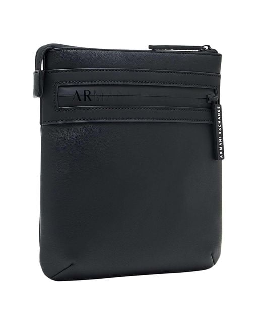 ARMANI EXCHANGE Black Flat Crossbody Bag for men