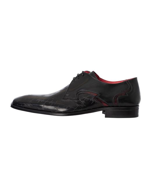 Jeffery West Black Spike Derby Polished Leather Shoes for men