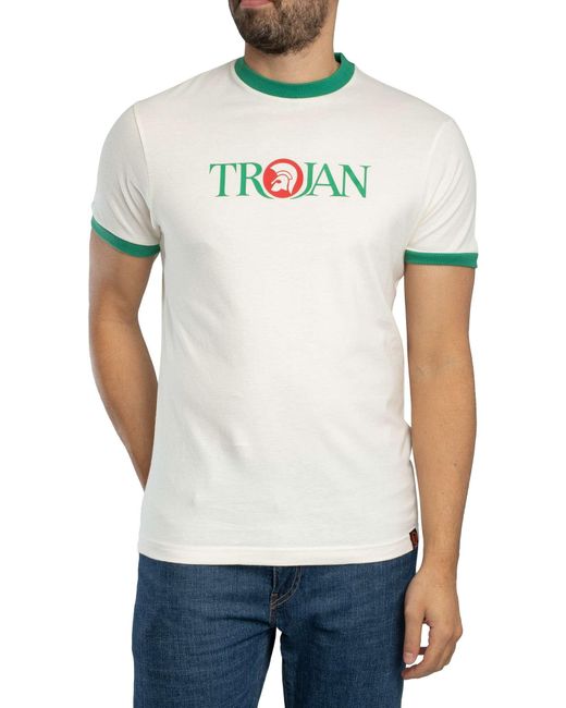 Trojan White Logo Ringer T-shirt for men