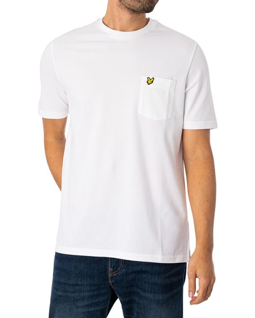 Lyle & Scott White Plain Pique Pocket Relaxed T-shirt for men
