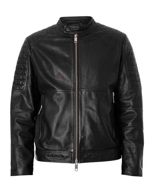 Antony Morato Black Slim Fit Leather Jacket for men