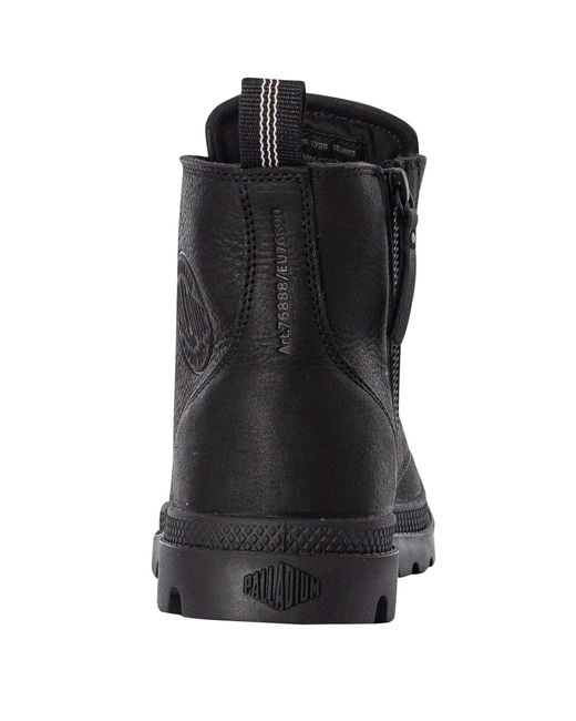 Palladium Black Pampa Zip Leather Boots for men