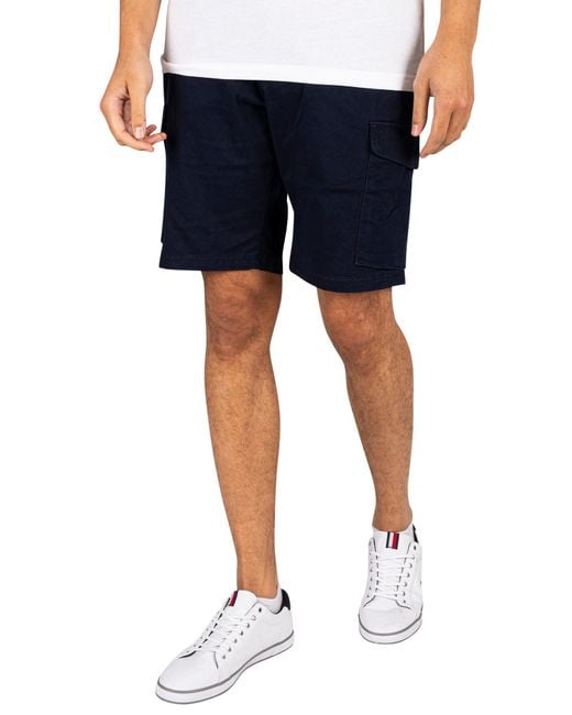 Tommy Hilfiger Cotton Harlem Relaxed Tapered Cargo Shorts in Desert Sky