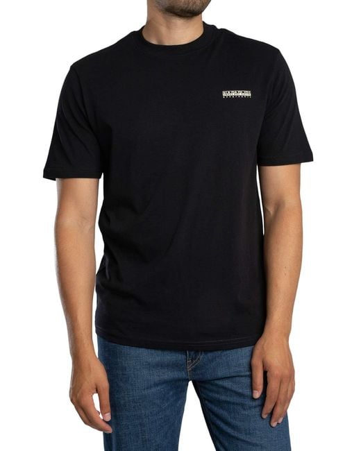 Napapijri Black Relaxed Small Box Logo T-shirt for men