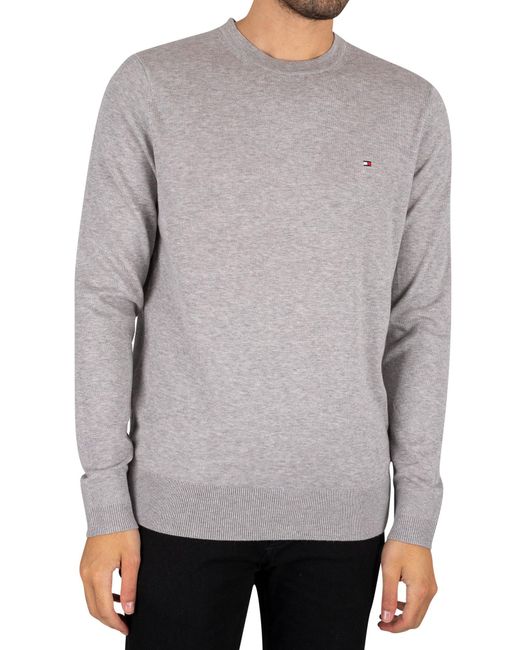 Tommy Hilfiger Core Cotton Silk Knit in Cloud Heather (Grey) for Men - Lyst