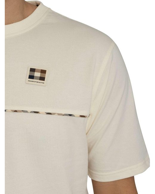 Aquascutum White Club Check Piping T-shirt for men