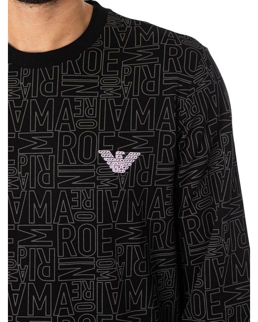 Emporio Armani Black Lounge Brand Sweatshirt for men