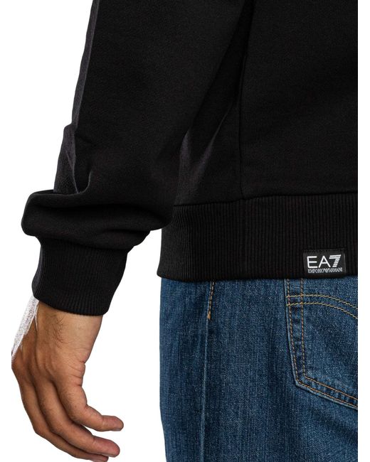 EA7 Black Big Logo Graphic Sweatshirt for men