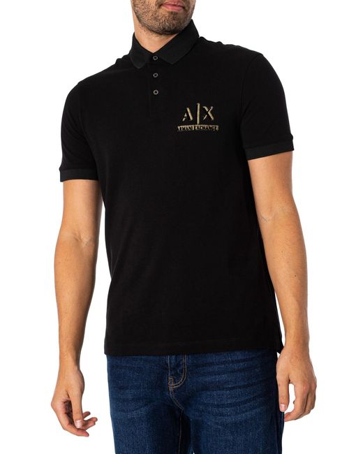 ARMANI EXCHANGE Chest Logo Polo Shirt in Black for Men Lyst UK
