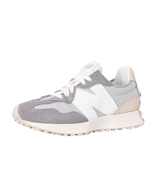 New Balance White 327 Suede Trainers for men