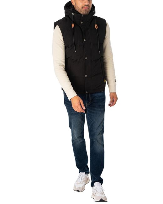 Superdry Black Everest Hooded Puffer Gilet for men