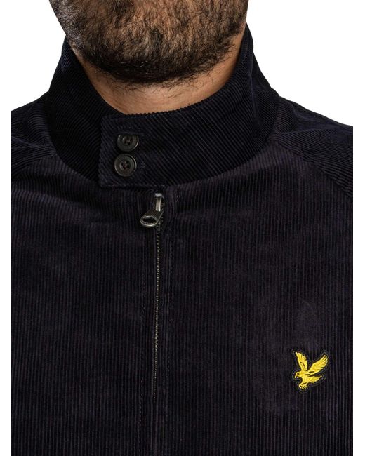 Lyle & Scott Blue Corduroy Harrington Jacket for men