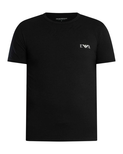 Emporio Armani Black 2 Pack Lounge Badge Fitted T-shirt for men