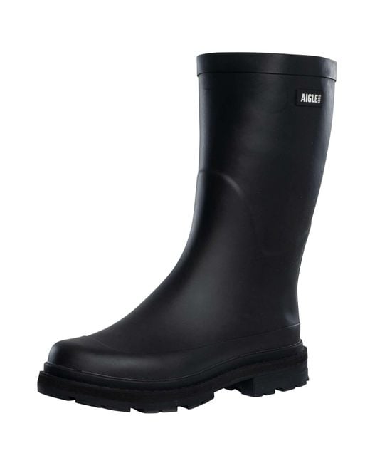 Aigle Black Mid Rain Wellington Boots for men