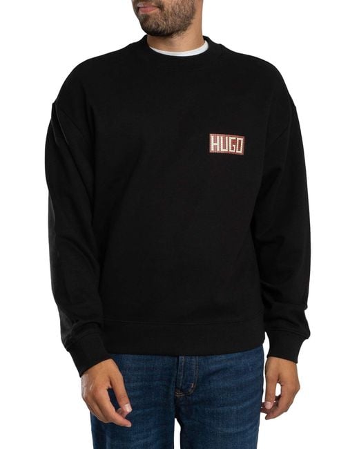 HUGO Black Durec Back Graphic Sweatshirt for men