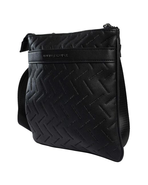ARMANI EXCHANGE Black Embedded Brand Messenger Bag for men