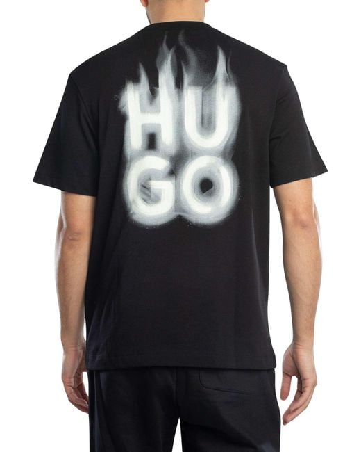 HUGO Black Dalsar Back Fade Logo T-shirt for men