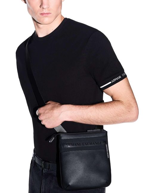 ARMANI EXCHANGE Black Flat Crossbody Bag for men