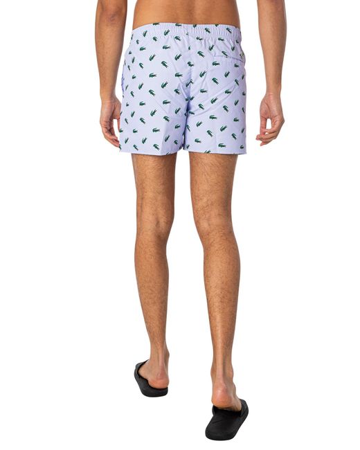 Lacoste Blue Croc Pattern Swim Shorts for men