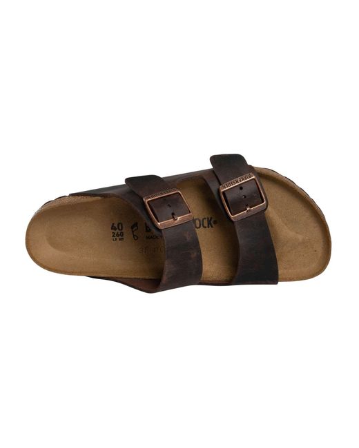 Birkenstock Brown Arizona Natural Leather Oiled Sandals for men