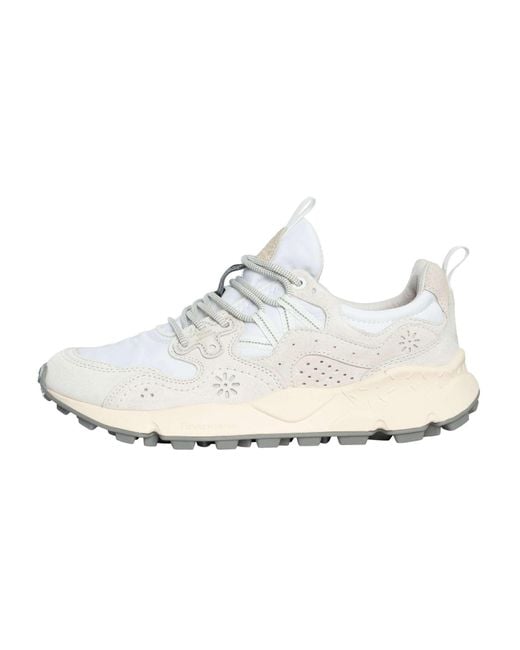 Flower Mountain White Yamano Suede Trainers for men