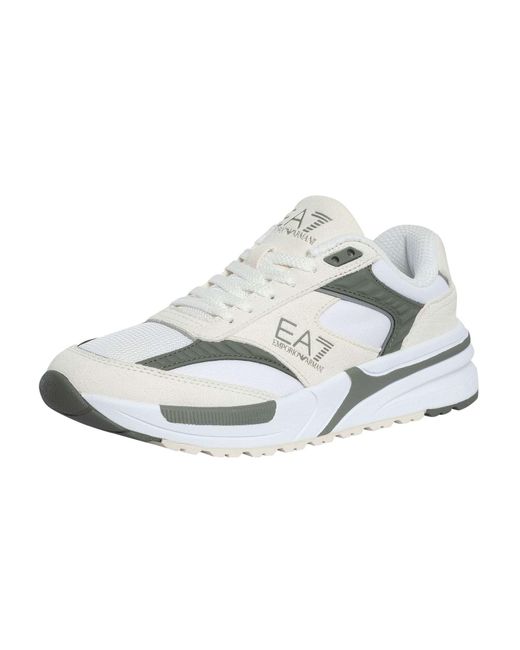 EA7 White Brand Mesh Trainers for men