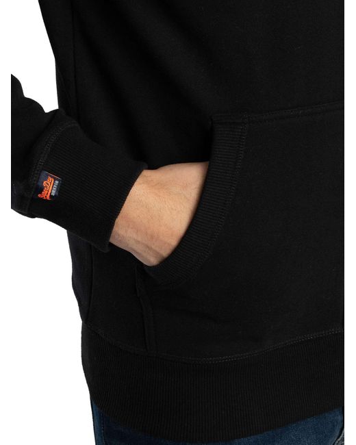 Superdry Black Essential Logo Zip Hoodie for men