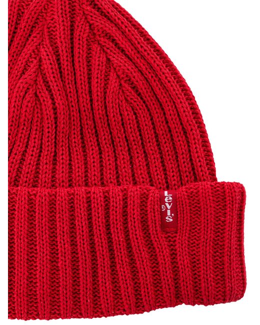 Levi's Red Ribbed Beanie for men
