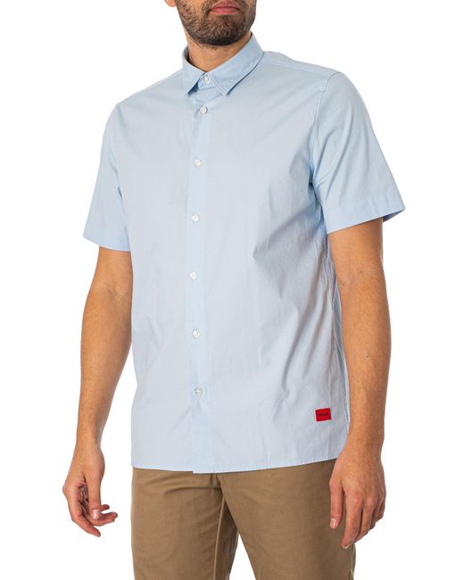 HUGO Blue Ebor Short Sleeved Shirt for men